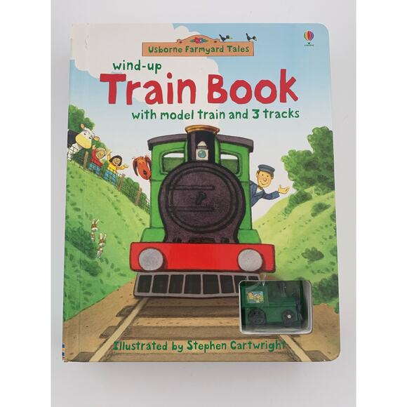 Usborne Farmyard Tales Wind Up Train Book Model Train 3 Tracks PaperPie Flaws - Picture 3 of 12